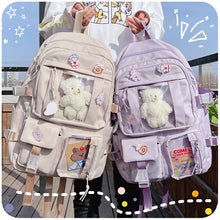 Load image into Gallery viewer, Large-capacity Cute Women Multi-Pocket Nylon Backpack Ins Junior High School Student School Bag Female Girl Backpack Laptop Book