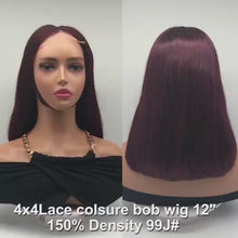 Load and play video in Gallery viewer, Bob wigs 100%human hair