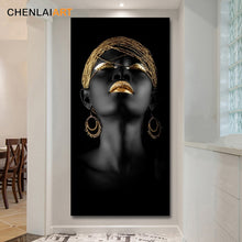Load image into Gallery viewer, Toile imprimée de femme noire moderne,