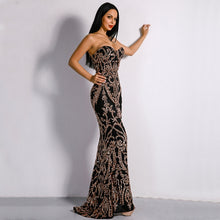 Load image into Gallery viewer, Robe de soirée Sexy sans bretelles à paillettes.