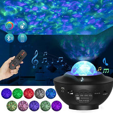 Load image into Gallery viewer, rojecteur LED ciel étoilé galaxie veilleuse USB Bluetooth lecteur de musique enfants adultes chambre/fête lampe de Projection romantique cadeaux