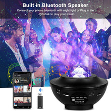 Load image into Gallery viewer, rojecteur LED ciel étoilé galaxie veilleuse USB Bluetooth lecteur de musique enfants adultes chambre/fête lampe de Projection romantique cadeaux