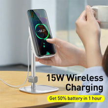 Load image into Gallery viewer, support de bureau réglable pour chargeur sans fil Qi 15W