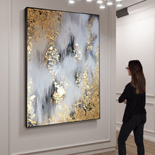 Load image into Gallery viewer, Toile moderne abstraite peinte à la main, peinture à l'huile, tableau doré abstrait