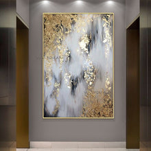 Load image into Gallery viewer, Toile moderne abstraite peinte à la main, peinture à l'huile, tableau doré abstrait