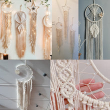 Load image into Gallery viewer, tapisserie en macramé, lune, étoile, décoration murale