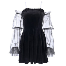 Load image into Gallery viewer, robe Lolita en maille noire transparente