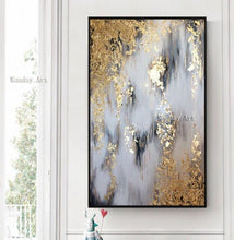 Load image into Gallery viewer, Toile moderne abstraite peinte à la main, peinture à l'huile, tableau doré abstrait
