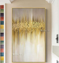 Load image into Gallery viewer, Toile moderne abstraite peinte à la main, peinture à l'huile, tableau doré abstrait