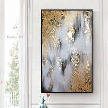 Load image into Gallery viewer, Toile moderne abstraite peinte à la main, peinture à l'huile, tableau doré abstrait