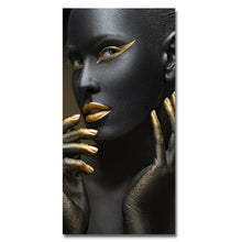 Load image into Gallery viewer, Toile imprimée de femme noire moderne,