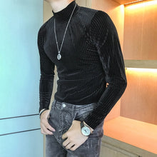 Load image into Gallery viewer, T-Shirt à col roulé en velours pour Homme