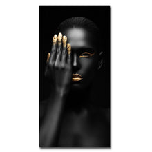 Load image into Gallery viewer, Toile imprimée de femme noire moderne,