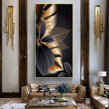 Load image into Gallery viewer, Toile abstraite de luxe, fleur, feuille, peinture murale