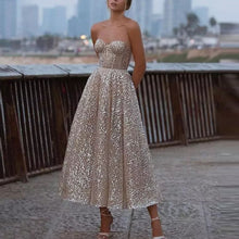 Load image into Gallery viewer, Robe de soirée Sexy et brillante à col licou et cheville