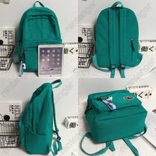 Load image into Gallery viewer, Girl Solid Color Fashion School Bag College Student Women Backpack Trendy Travel Lady Laptop Cute Backpack Green New Female Bag
