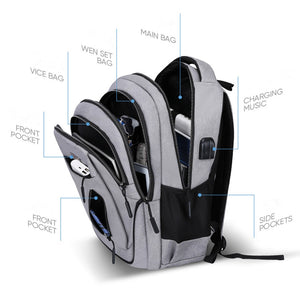 Men's Oxford Waterproof Rucksack rechargeable USB business computer bag casual backpack Senior high school student schoolbag