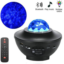 Load image into Gallery viewer, rojecteur LED ciel étoilé galaxie veilleuse USB Bluetooth lecteur de musique enfants adultes chambre/fête lampe de Projection romantique cadeaux
