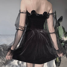 Load image into Gallery viewer, robe Lolita en maille noire transparente
