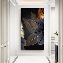 Load image into Gallery viewer, Toile abstraite de luxe, fleur, feuille, peinture murale
