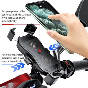 Support de téléphone portable pour moto, chargeur sans fil 15W