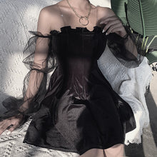 Load image into Gallery viewer, robe Lolita en maille noire transparente
