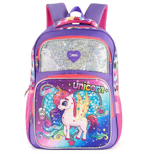 Sequins Girls Unicorn Backpack Girl Large Capacity Mermaid Cartoon Back Pack Children Light Shoulders Bag Princess Schoolbags