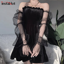 Load image into Gallery viewer, robe Lolita en maille noire transparente
