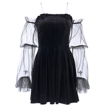 Load image into Gallery viewer, robe Lolita en maille noire transparente
