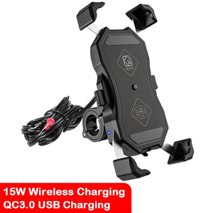 Support de téléphone portable pour moto, chargeur sans fil 15W